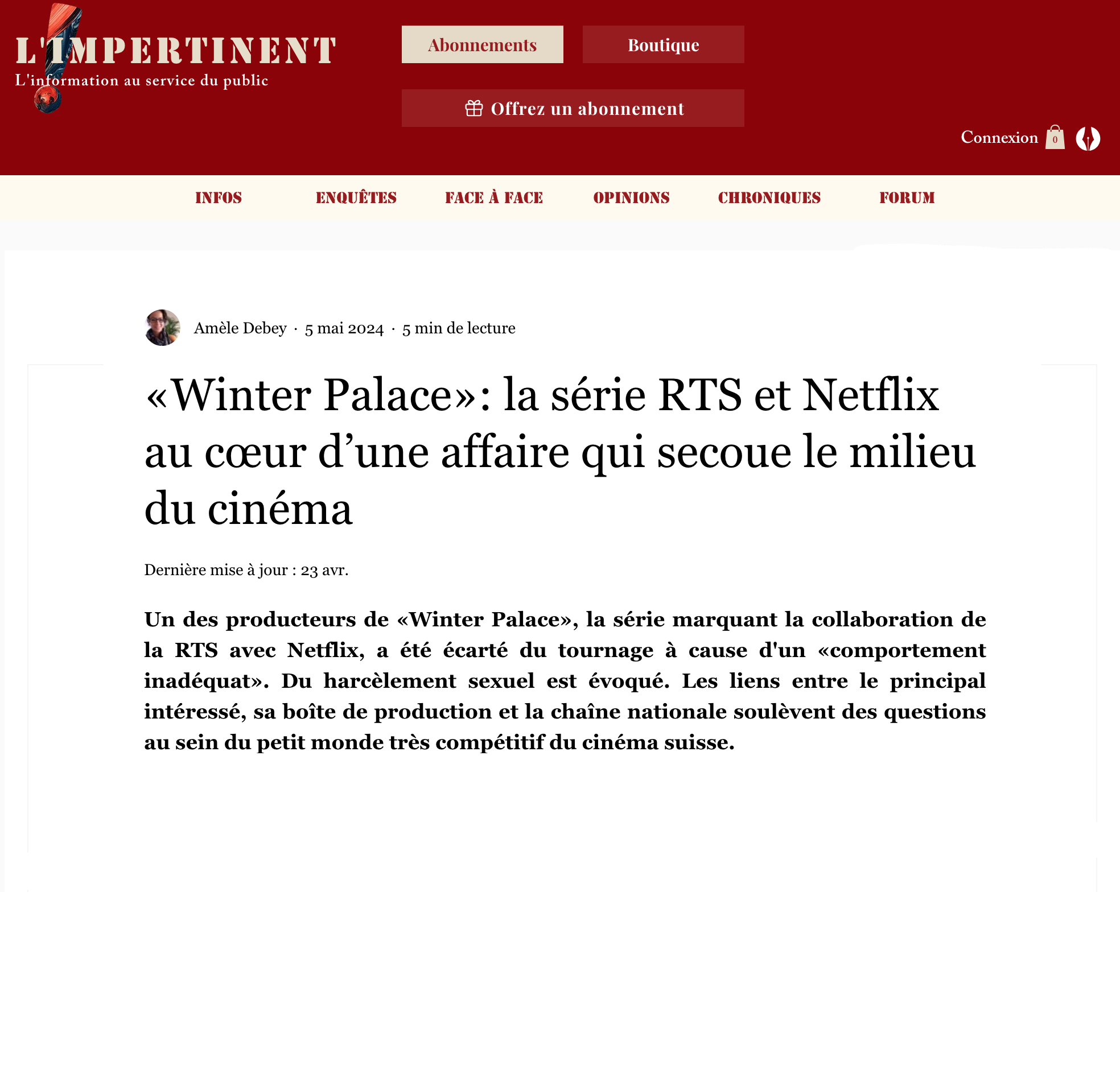 limpertient_winter palace la série rts et netflix au cœur d’une affaire qui secoue le milieu du cinéma_interview